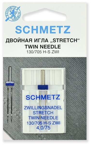 Иглы Schmetz стрейч двойные 130/705 H-S ZWI 4,0/75, 1 шт в Амурске